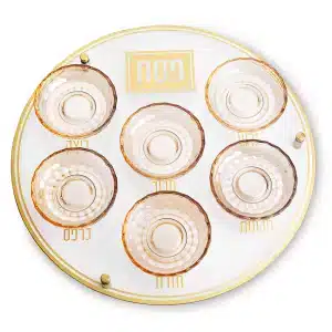 צלחת פסח מזכוכית וקריסטל מהודרת 40 ס"מ